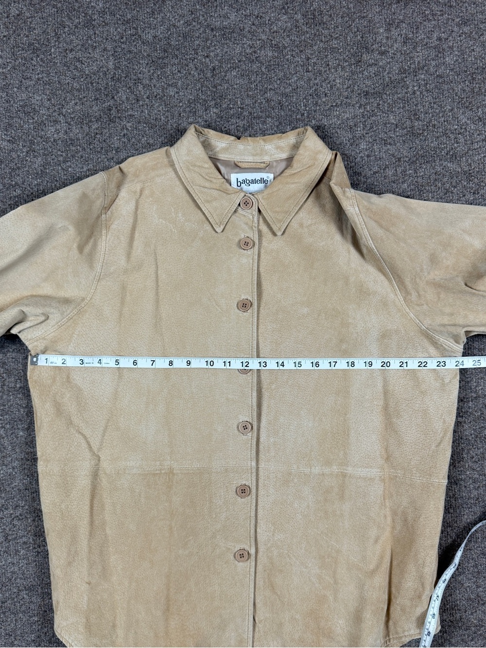 Vintage Bagatelle Tan Suede Leather Lightweight Button Up Shirt Jacket Womens XL - Picture 9 of 9